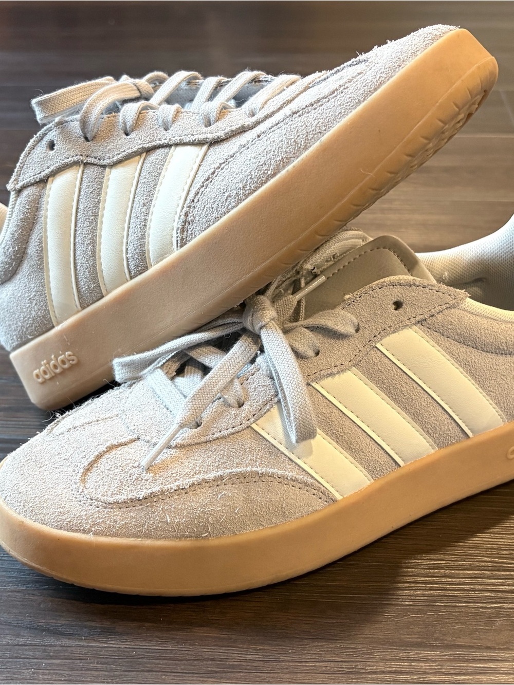 adidas Suede Sneakers in Light Gray with Gum Sole